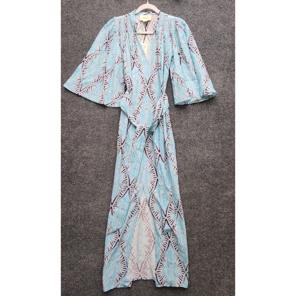 NWT Figue Avery Kaftan Maxi Dress Belted Boho Resort Geometric Viscose XS - Picture 9 of 9
